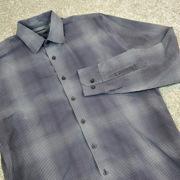 C2 by Calibrate Other - Calibrate Trim Fit Blue White Checkered  Mens L Tall Button down long‎ sleeve